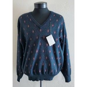 Vintage Tricots St. Raphael 100% Wool Winter Foulard V Neck Sweater SZ Small NWT